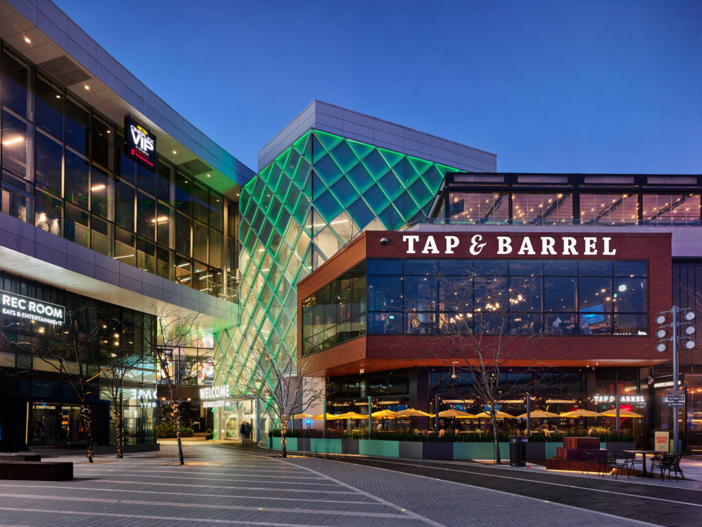 The Amazing Brentwood Diagrid — Mall Outdoor Facade Lighting Project in Burnaby, BC.