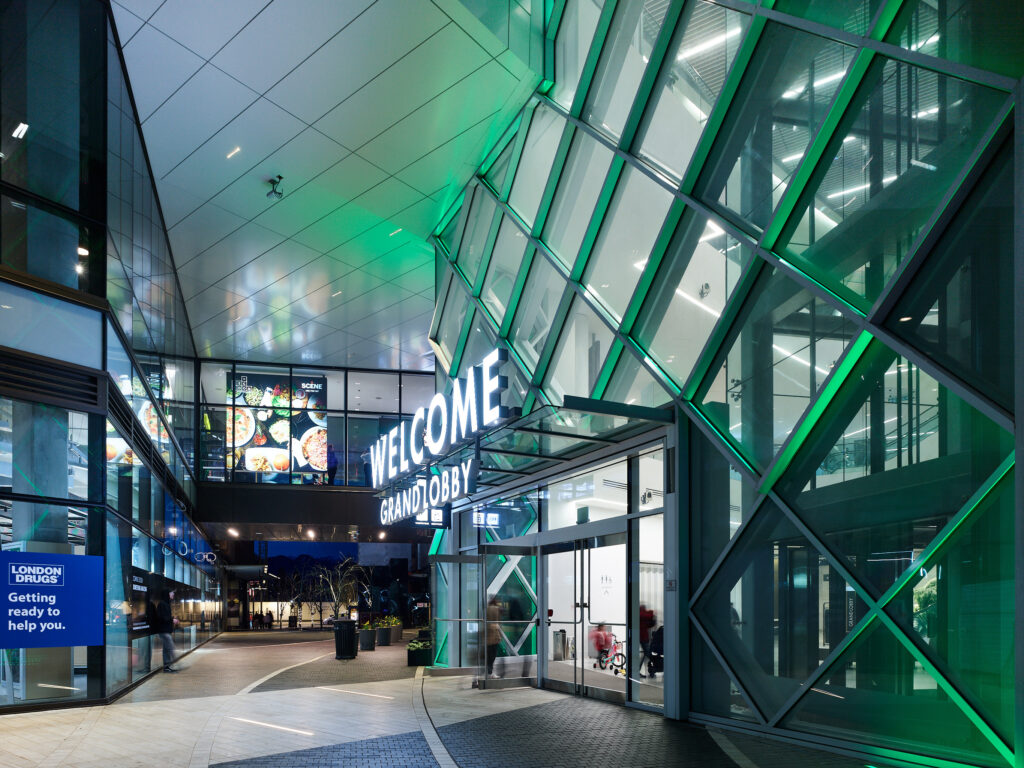 The Amazing Brentwood Diagrid — Mall Outdoor Facade Lighting Project in Burnaby, BC.